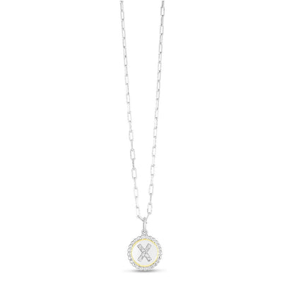 Sterling Silver-18K Gold Popcorn Initials Letter A Necklace