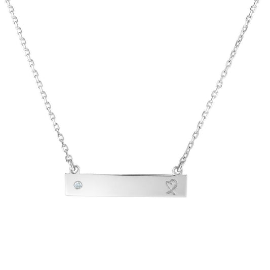 Sterling Silver ID Bar Diamond Accent Necklace