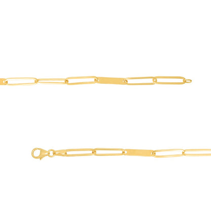 14K Gold Paperclip Bar Alternating Link Fashion Chain