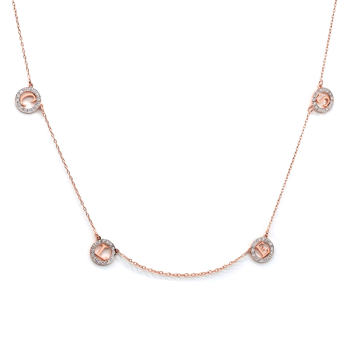 Multi-Initials Station Necklace in 14K Gold with Diamonds | Customizable