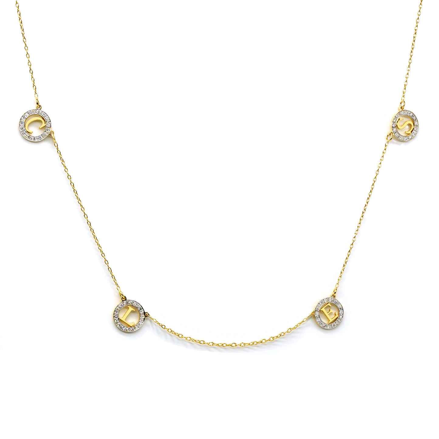 Multi-Initials Station Necklace in 14K Gold with Diamonds | Customizable