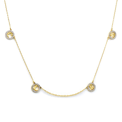 Multi-Initials Station Necklace in 14K Gold with Diamonds | Customizable