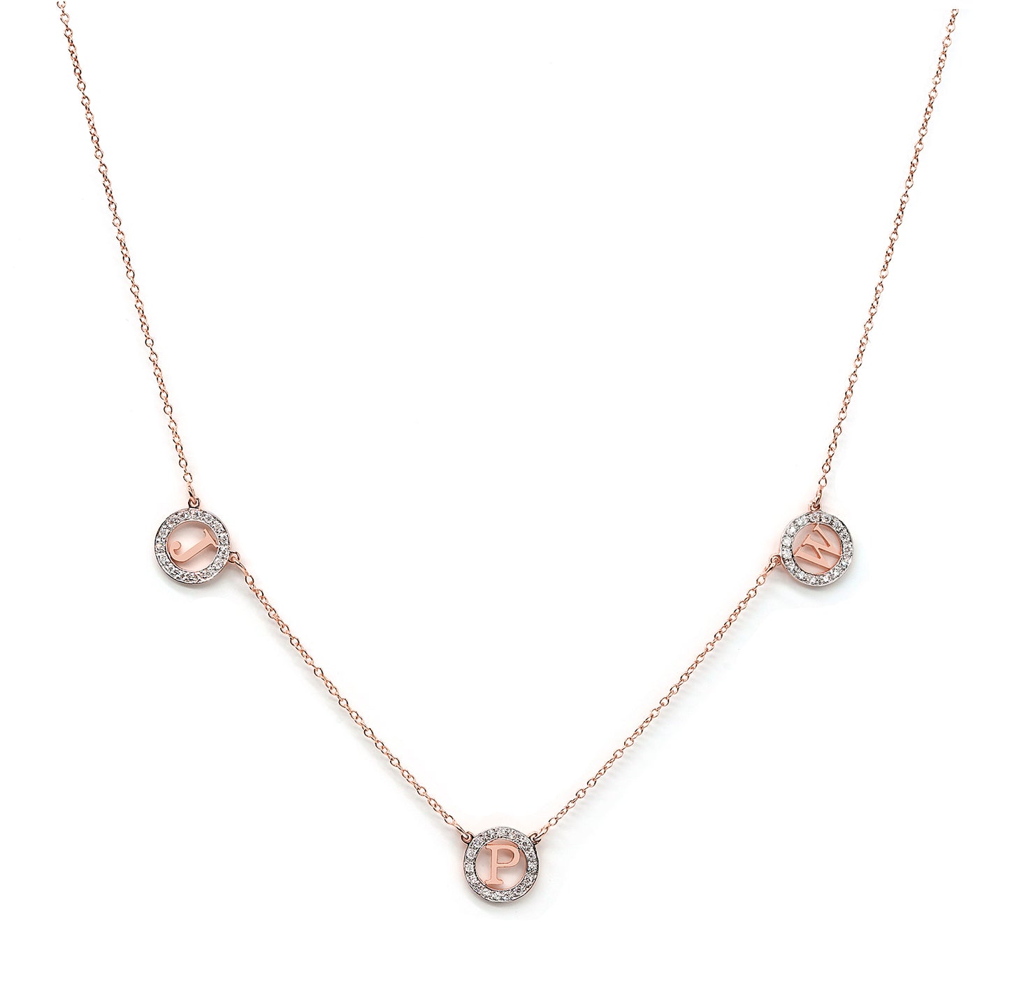 Multi-Initials Station Necklace in 14K Gold with Diamonds | Customizable