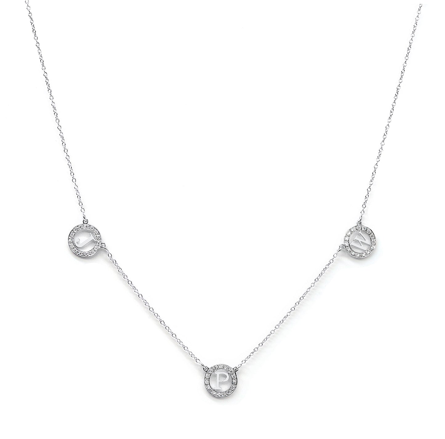 Multi-Initials Station Necklace in 14K Gold with Diamonds | Customizable