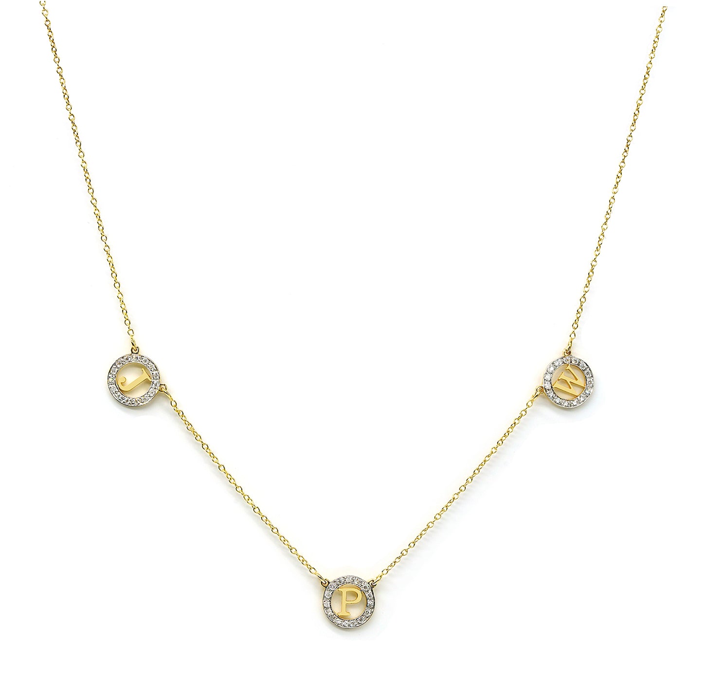 Multi-Initials Station Necklace in 14K Gold with Diamonds | Customizable