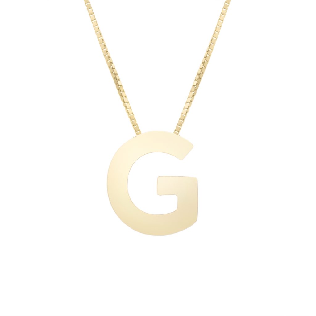 14K Gold Yours Truly Block Letter Initial Letter Necklace