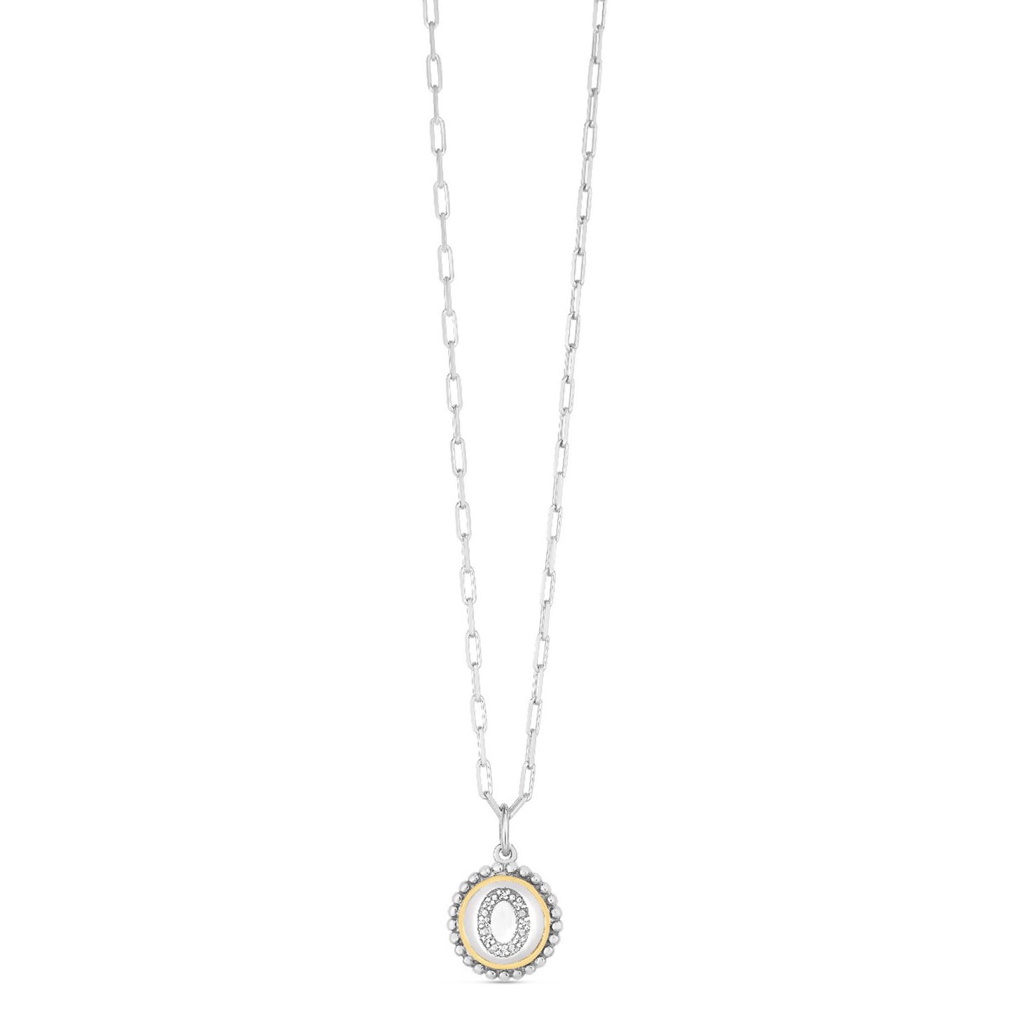 Sterling Silver-18K Gold Popcorn Initials Letter A Necklace