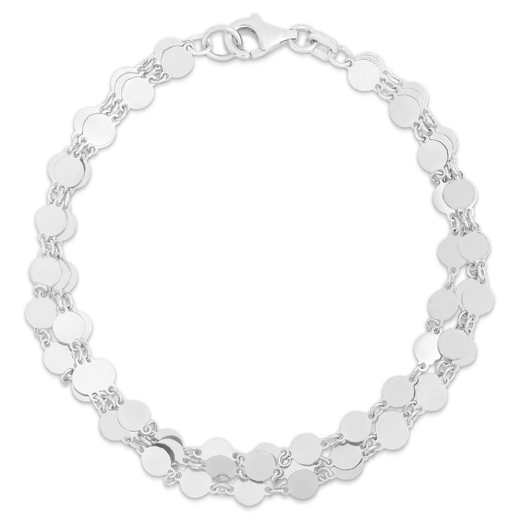 Sterling Silver Mirror Link Triple Strand Bracelet with Lobster Clasp