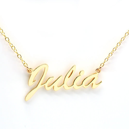 Personalized 14kt. Gold Script Nameplate Necklace
