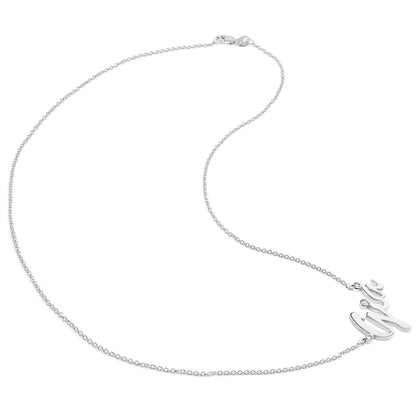 Custom 14K Gold and Diamond Name Necklace with Script Text