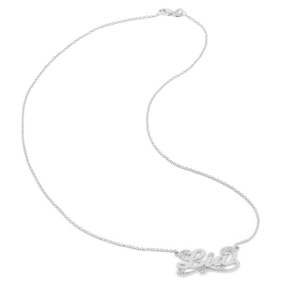 Personalized 14K Gold and Diamond Name Necklace with Flourish