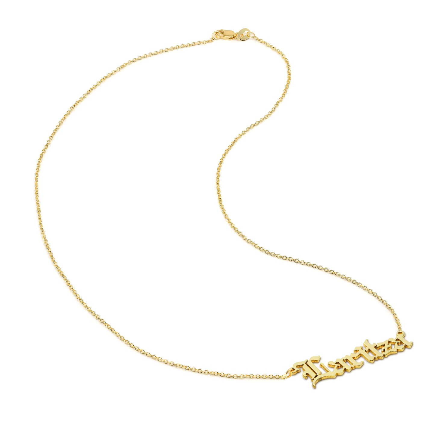 Custom 14K Gold Old English Nameplate Necklace