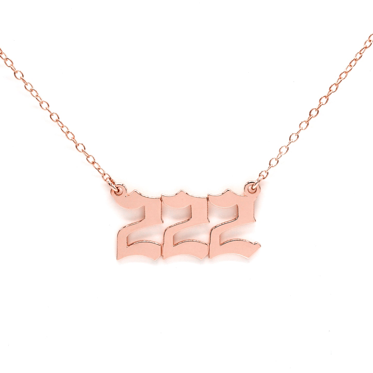 Custom 14K Gold Number Plate Necklace | Old English