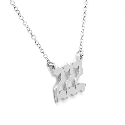Custom 14K Gold Number Plate Necklace | Old English