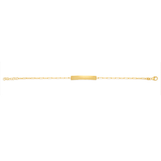 14K Gold ID Bracelet with Paperclip Chain