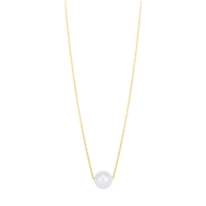 14K Gold Pearl Solitaire Necklace