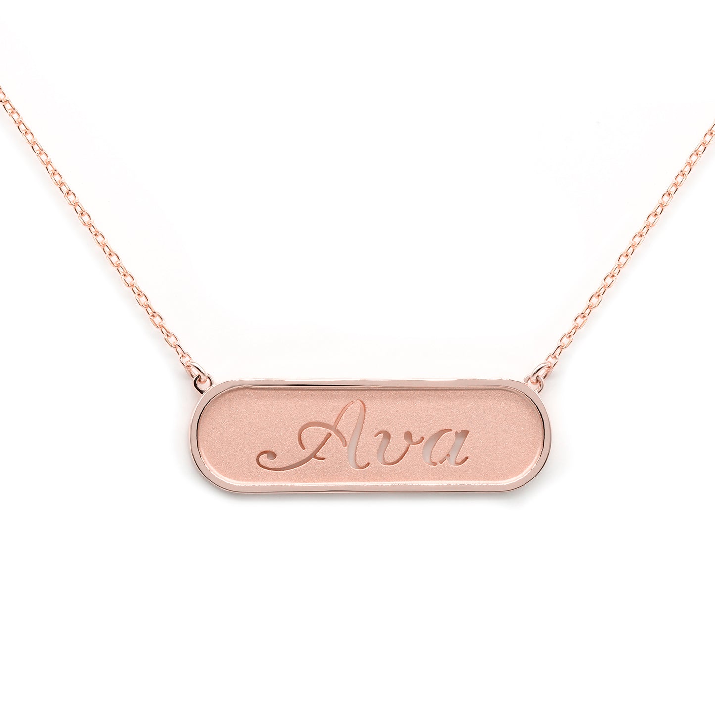 Custom Punch Out Name on 14K Gold Bar Plate Necklace