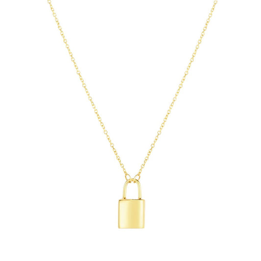 14K Gold Lock Necklace