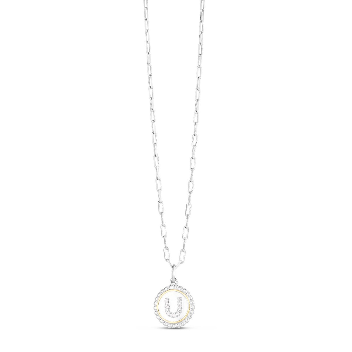 Sterling Silver-18K Gold Popcorn Initials Letter A Necklace