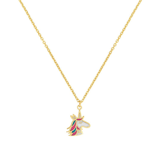 14K Gold Children's Enamel Unicorn Necklace