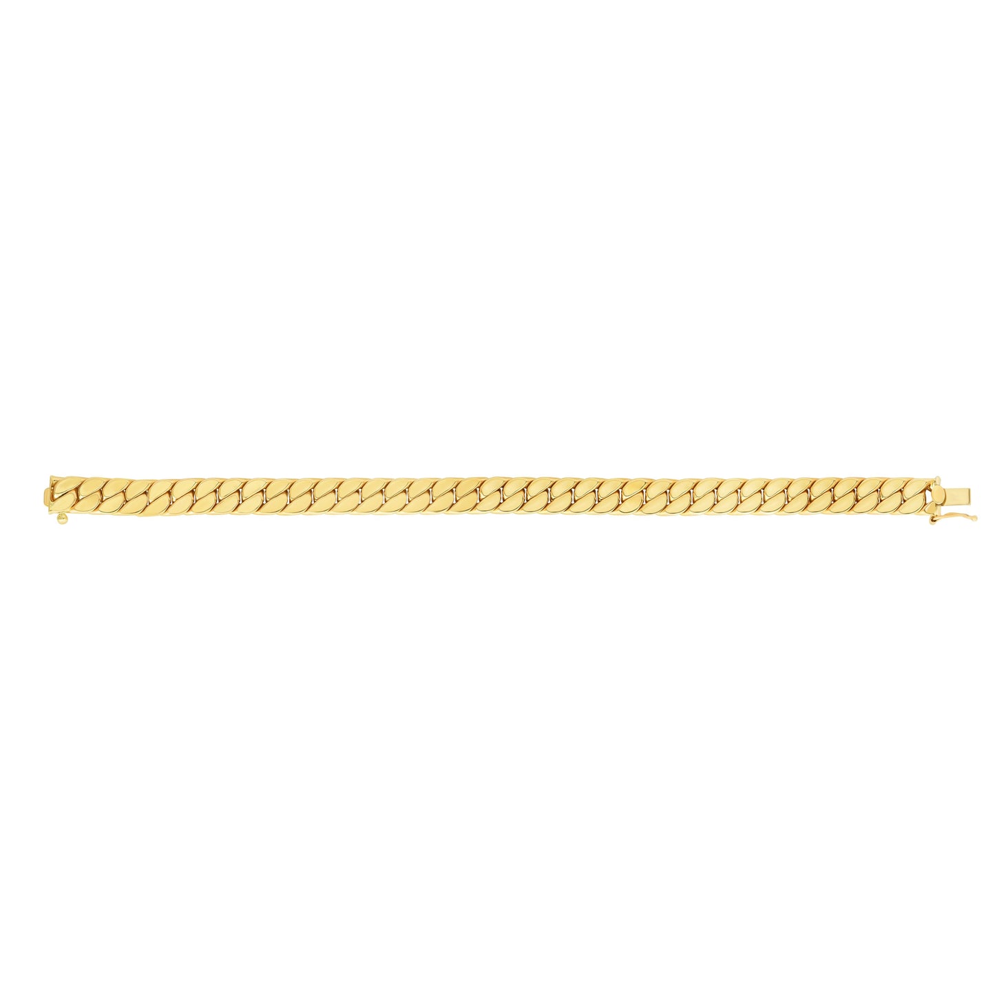 14K Gold Polished Men's Miami Curb Chain Bracelet with Box Figure 8 Clasp