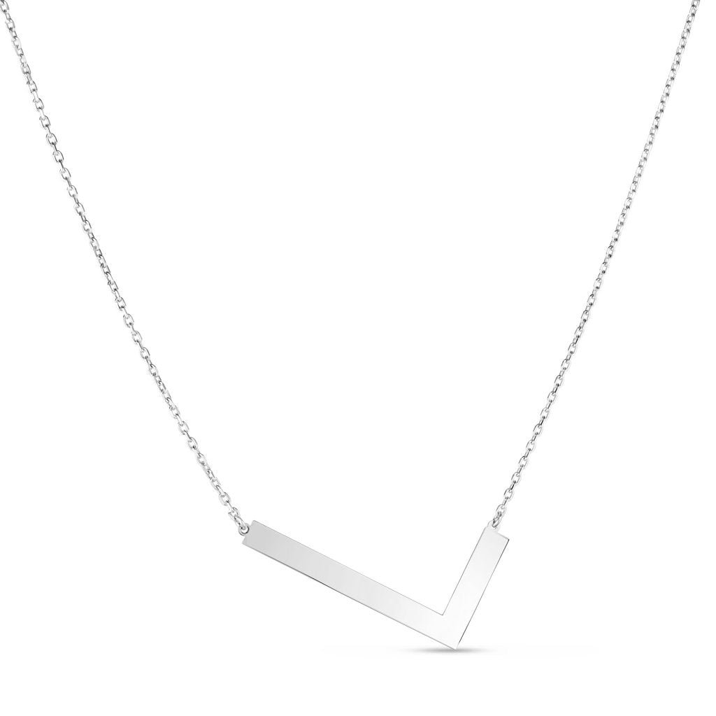 Sterling Silver Initial Letter Necklace with Lobster Clasp