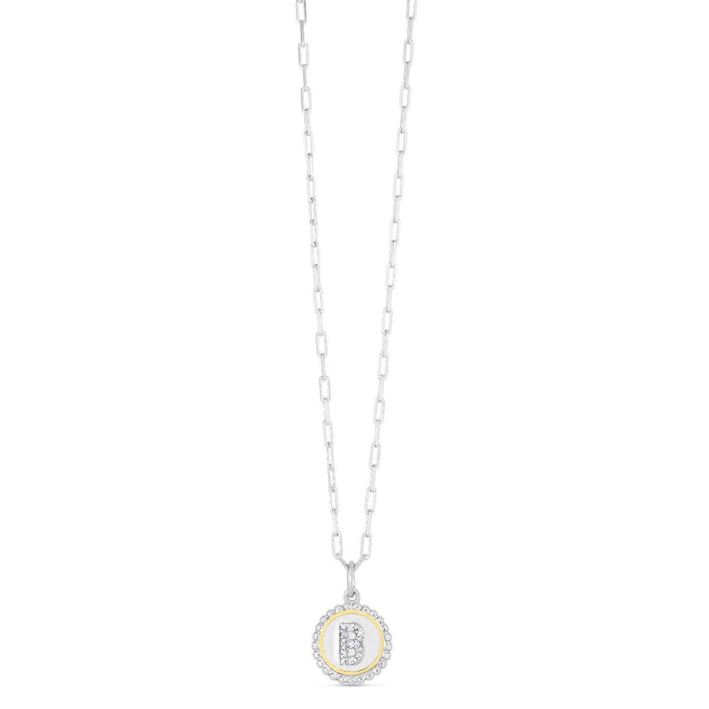 Sterling Silver-18K Gold Popcorn Initials Letter A Necklace