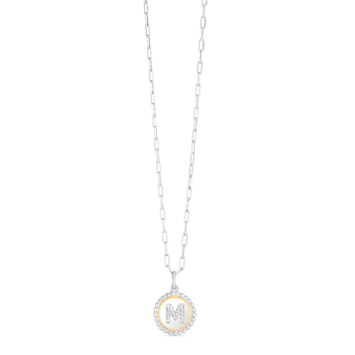 Sterling Silver-18K Gold Popcorn Initials Letter A Necklace