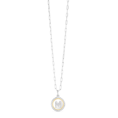 Sterling Silver-18K Gold Popcorn Initials Letter A Necklace
