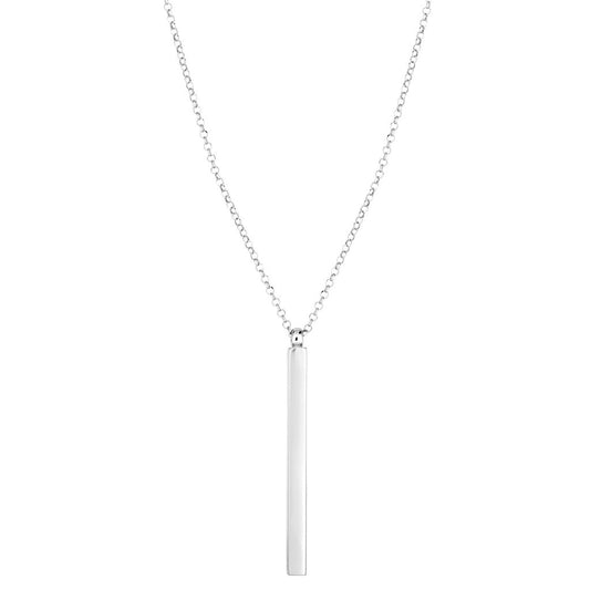 Sterling Silver Vertical Long Bar Necklace