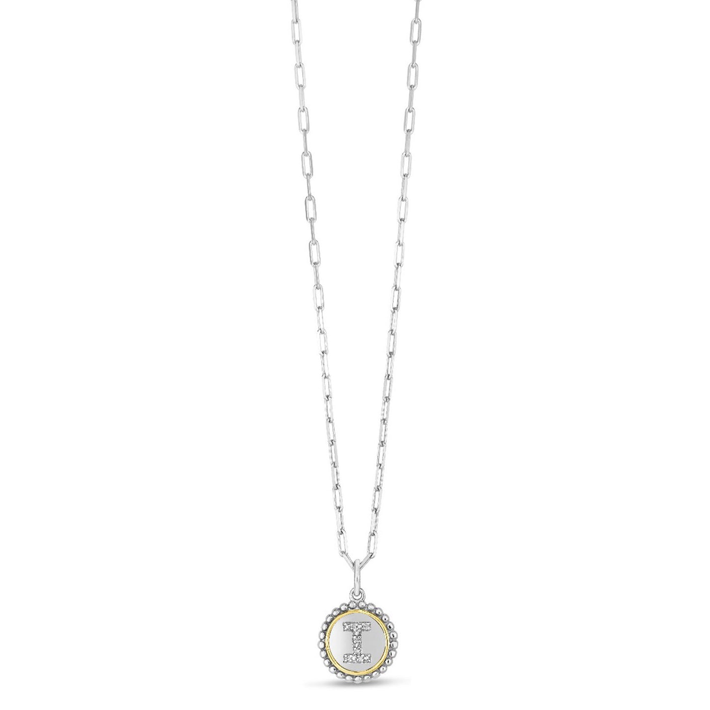 Sterling Silver-18K Gold Popcorn Initials Letter A Necklace