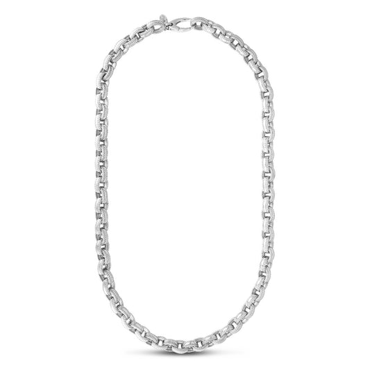 Sterling Silver 24" Men's Cable Edge Rolo Link Chain Necklace
