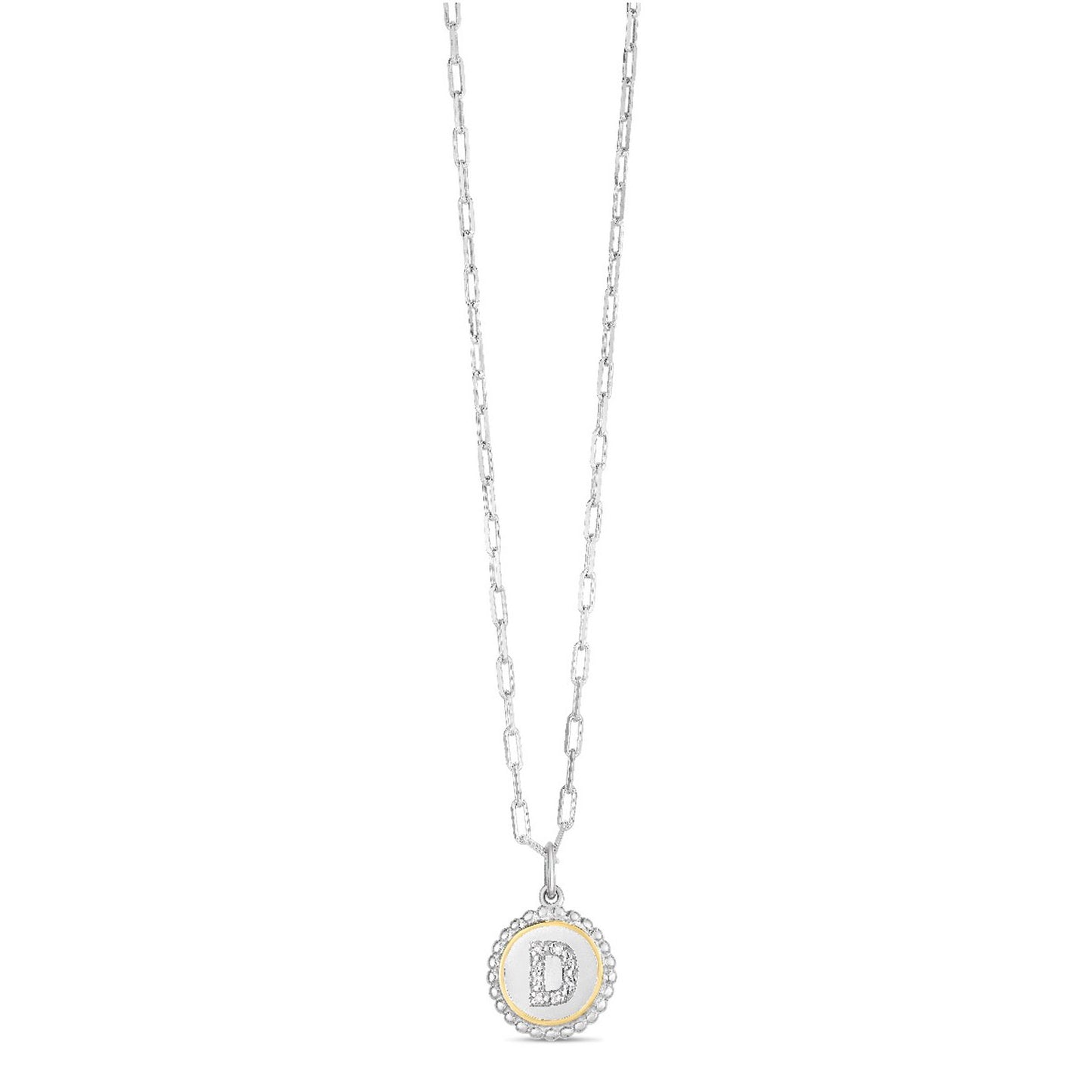 Sterling Silver-18K Gold Popcorn Initials Letter A Necklace