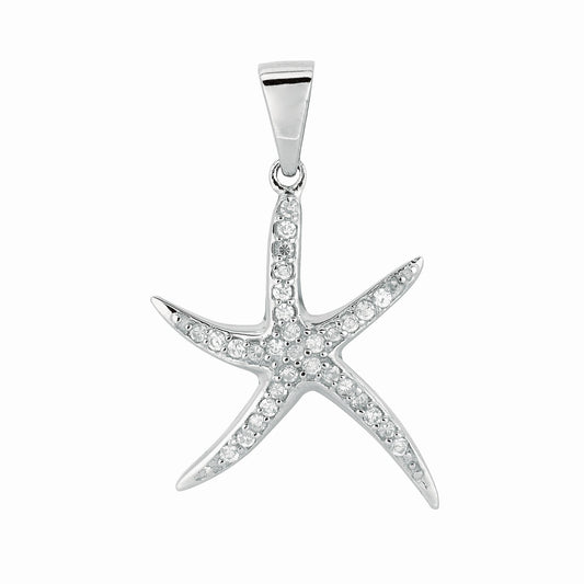 Sterling Silver Starfish CZ Pendant