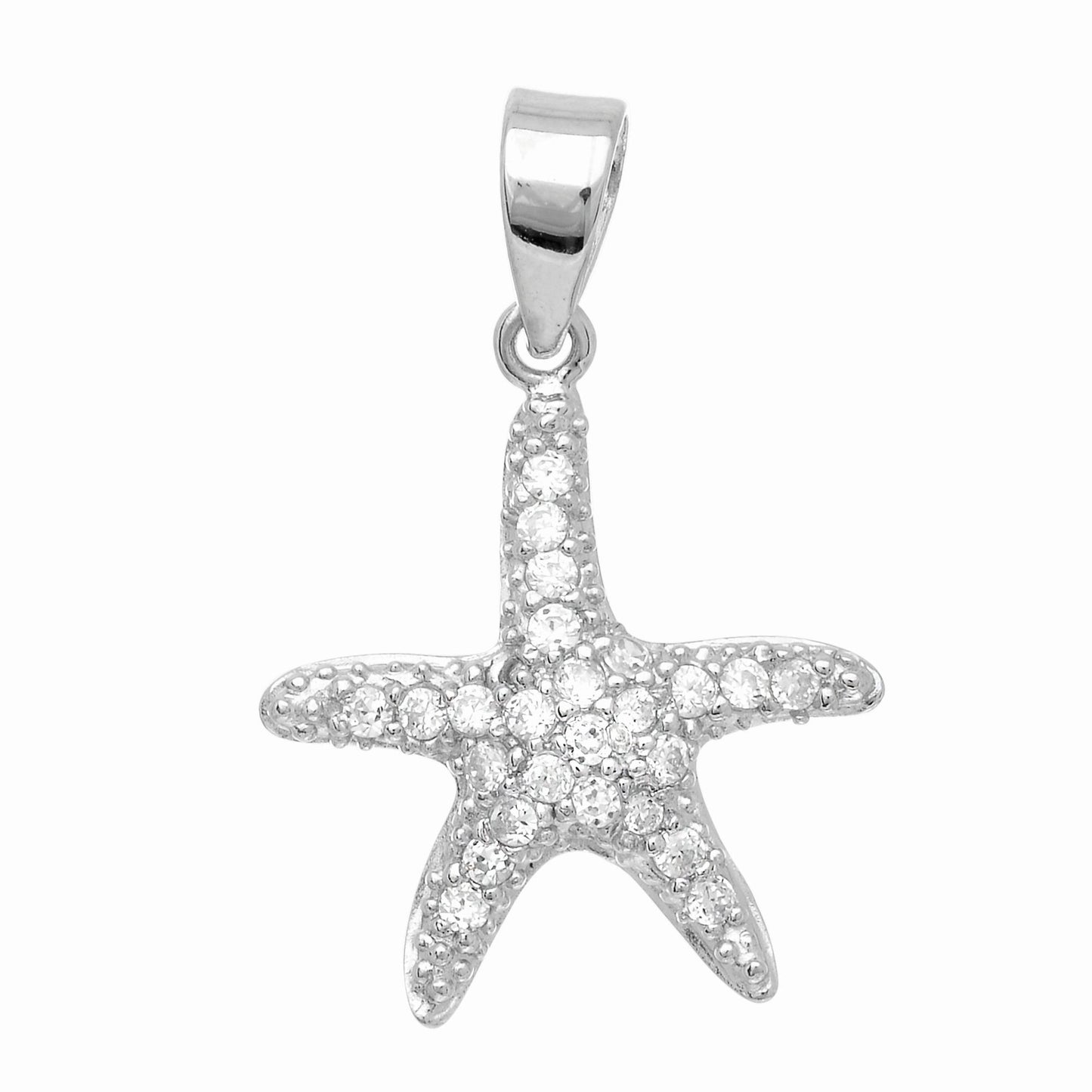 Sterling Silver Mini CZ Starfish Pendant