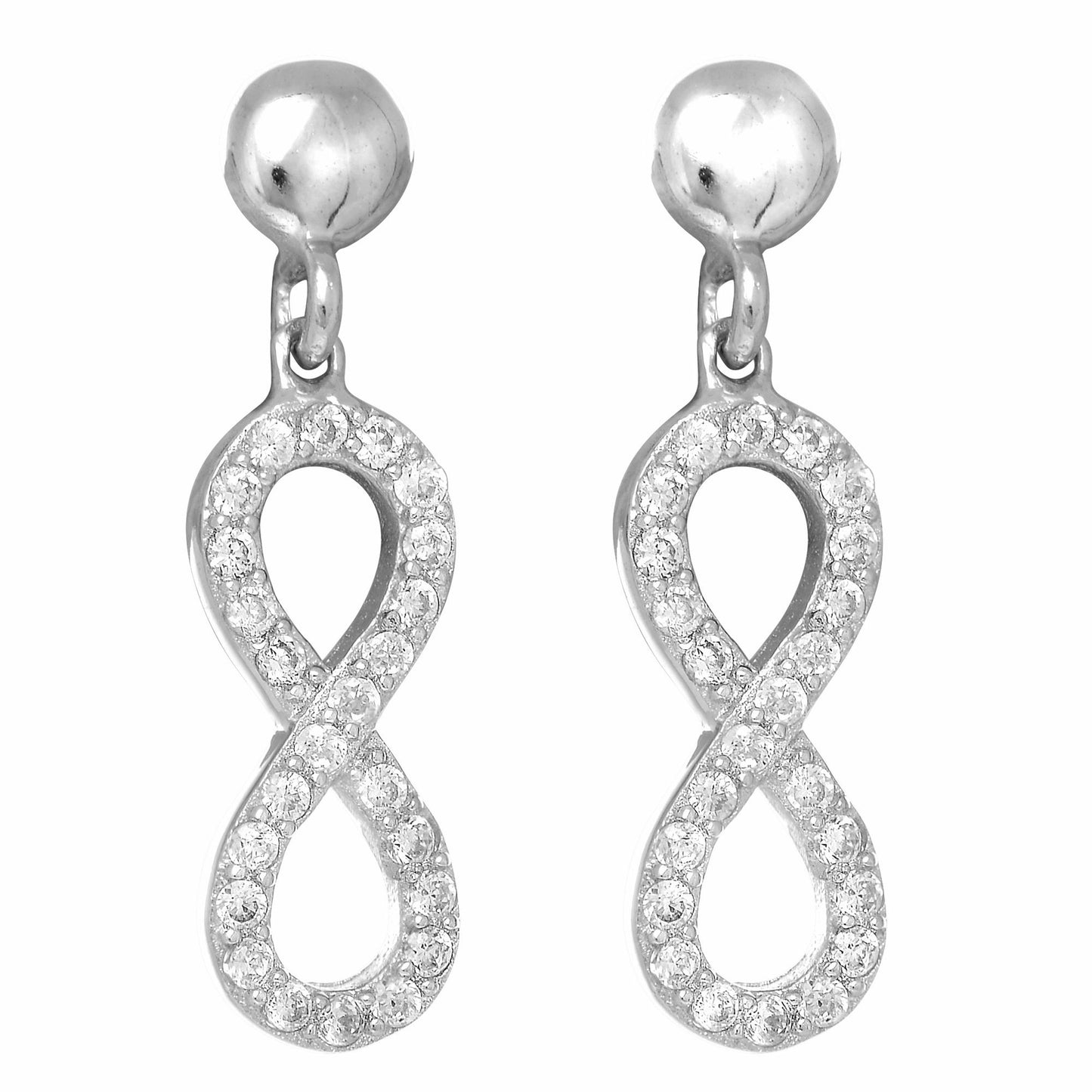 Sterling Silver CZ Infinity Drop Earrings