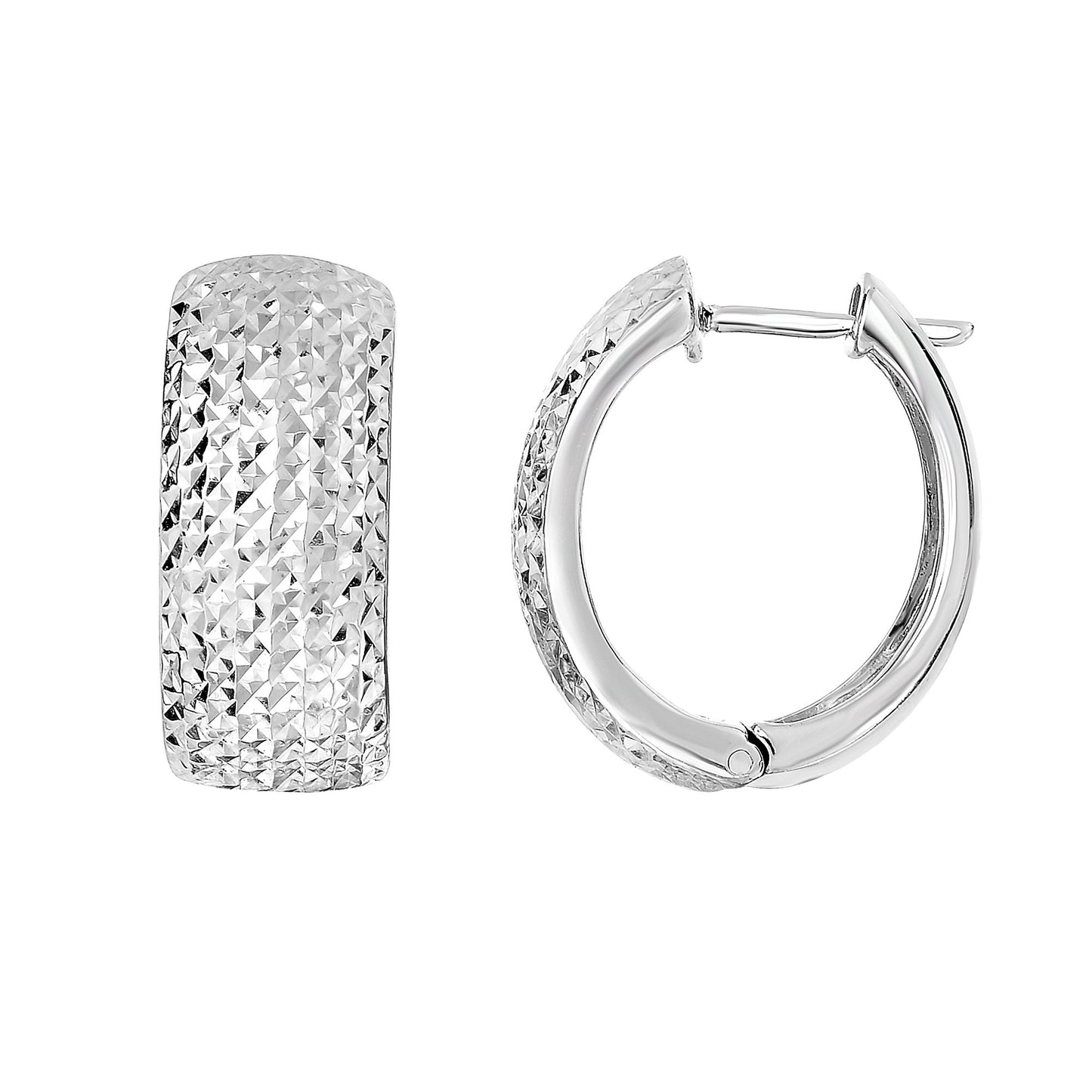 Sterling Silver Diamond Cut Huggie Earring