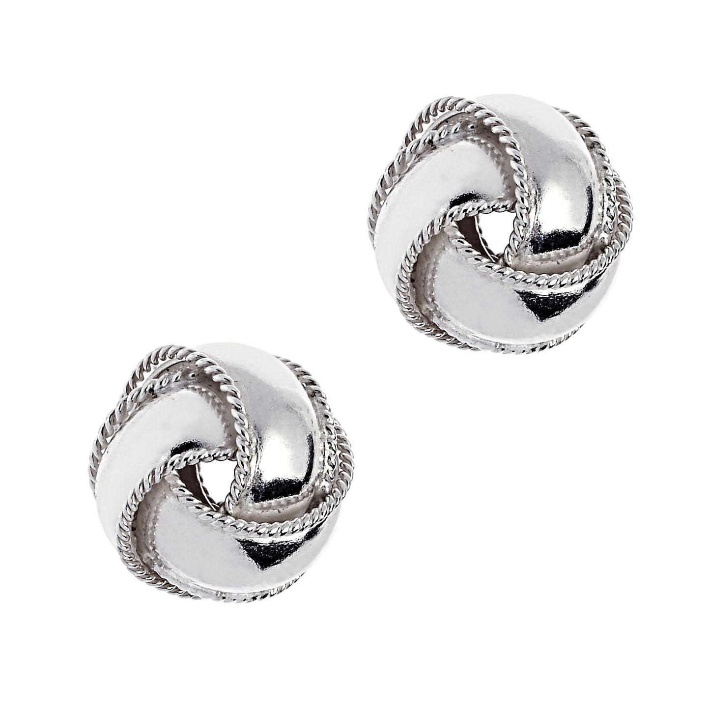 Sterling Silver Textured Border Polished Love Knot Earring