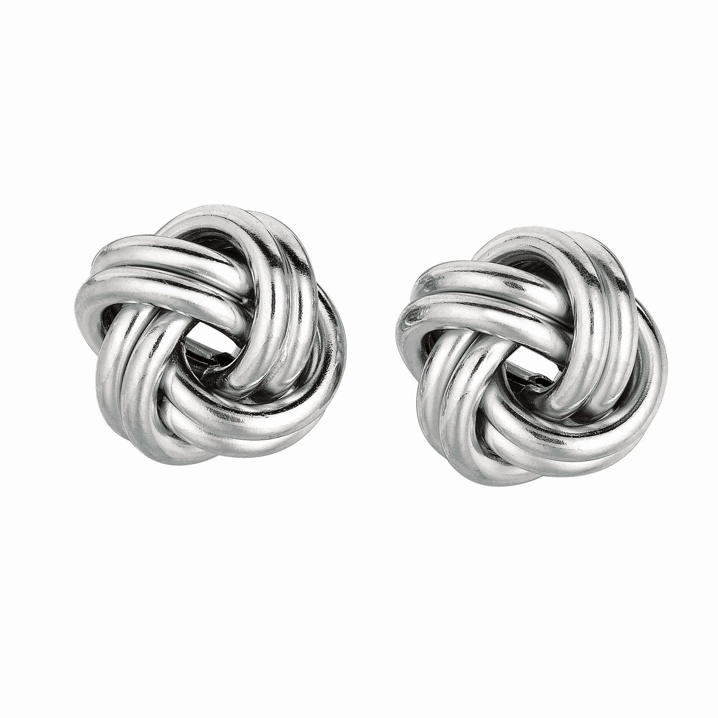 Sterling Silver Double Row Polished Love Knot Earring