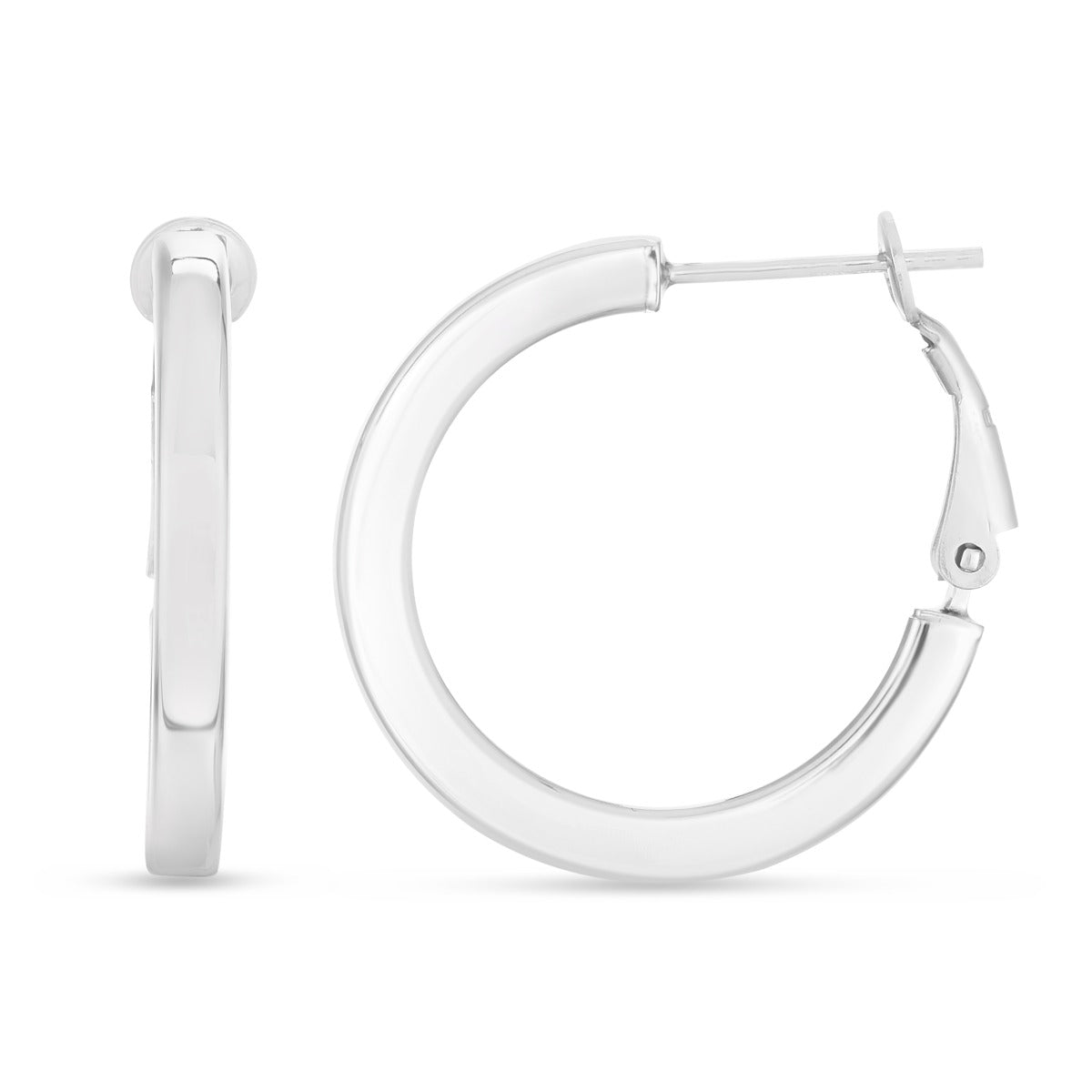 Sterling Silver Polished Hoops with Snap closure
