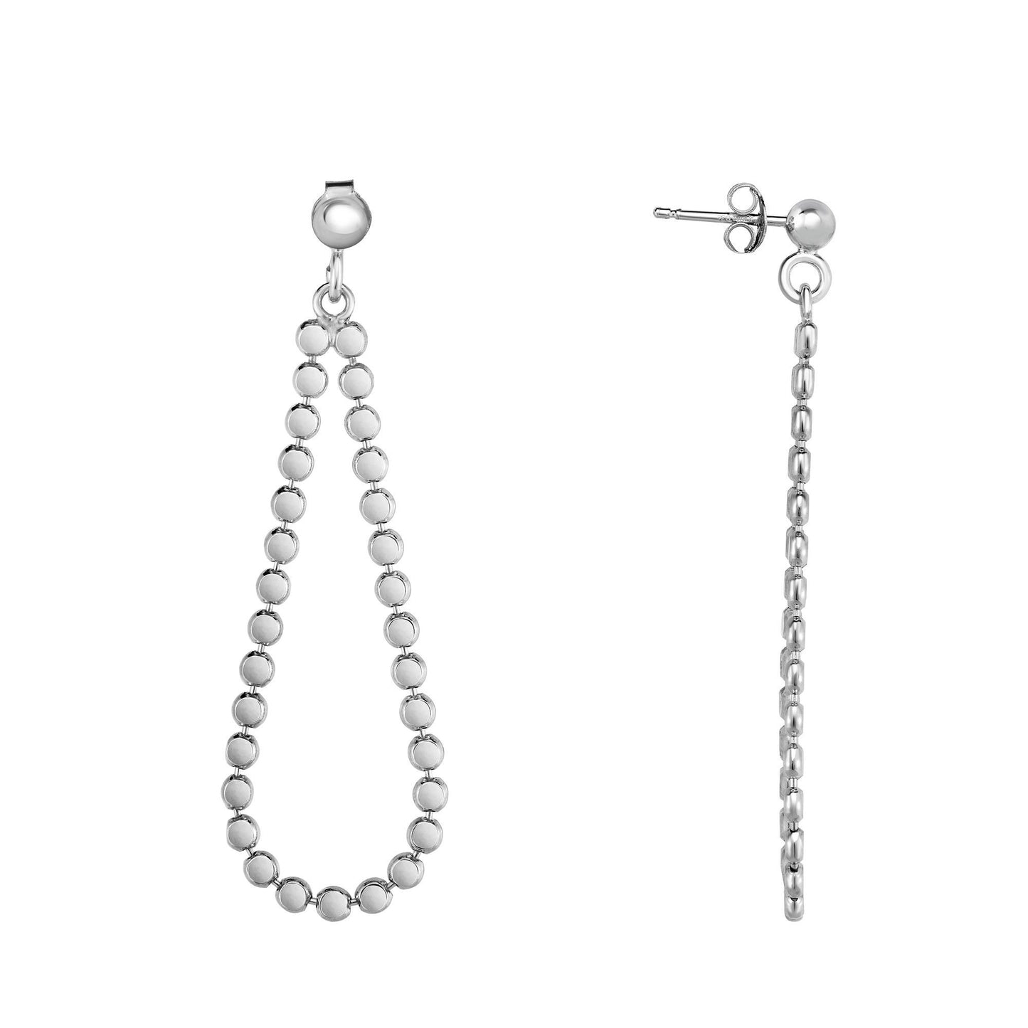 Sterling Silver Polished Disc Pear Drop Earring