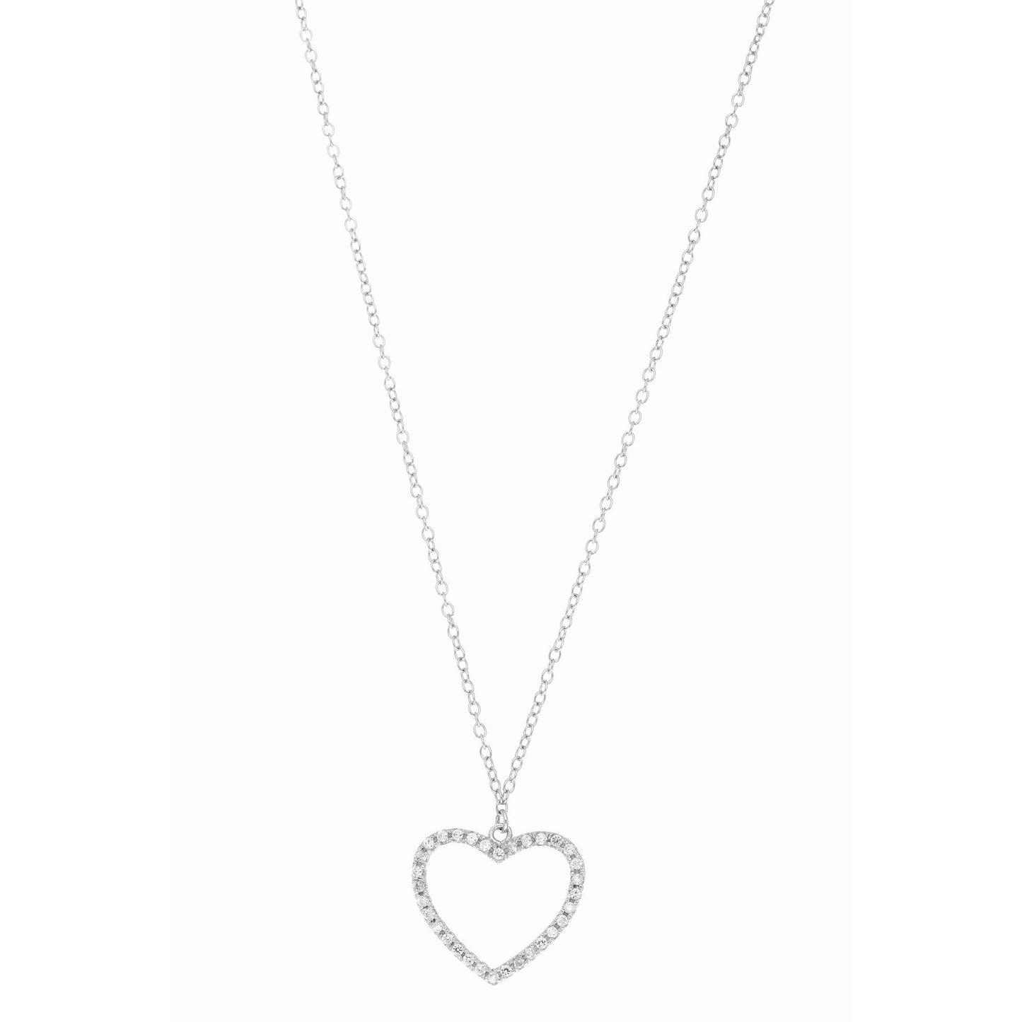 Sterling Silver and CZ Open Heart Necklace