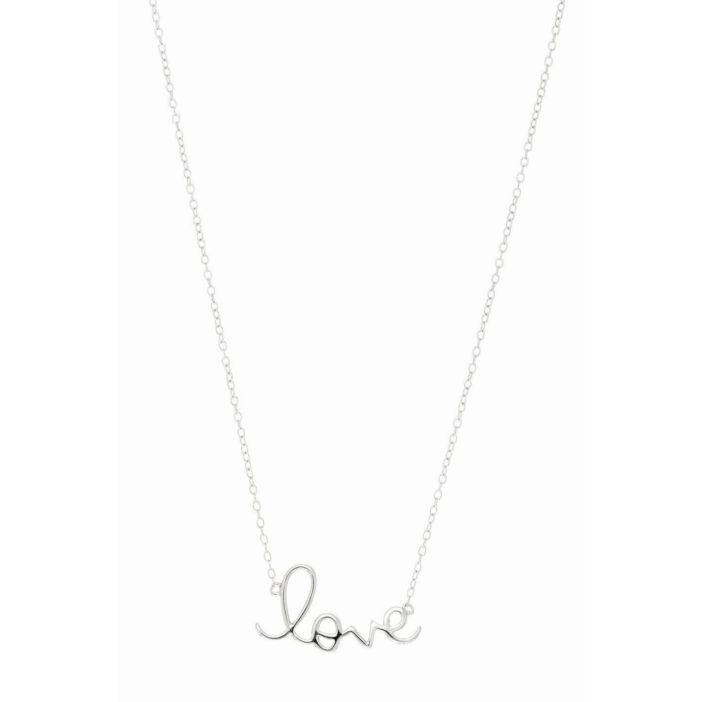 Sterling Silver Love Script Necklace
