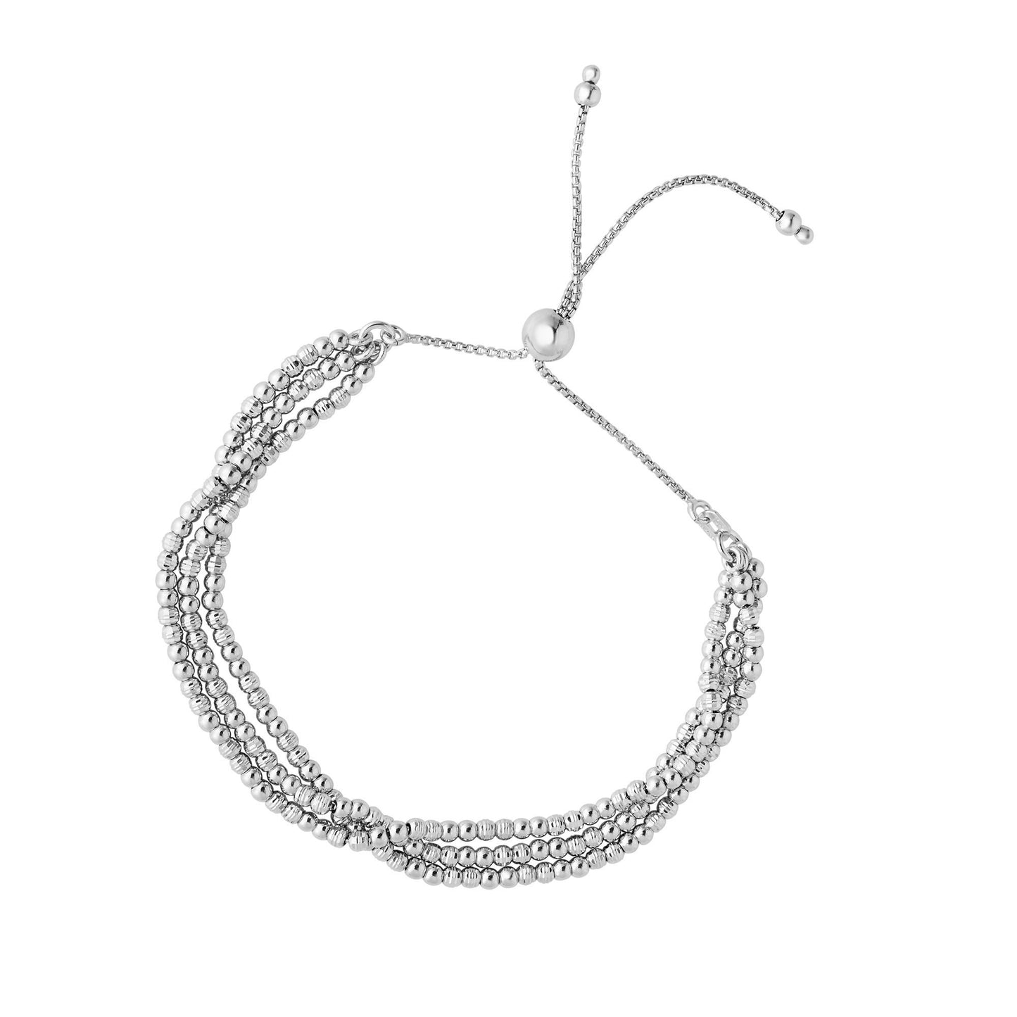 Sterling Silver Multi-Strand Bead Friendship Bracelet