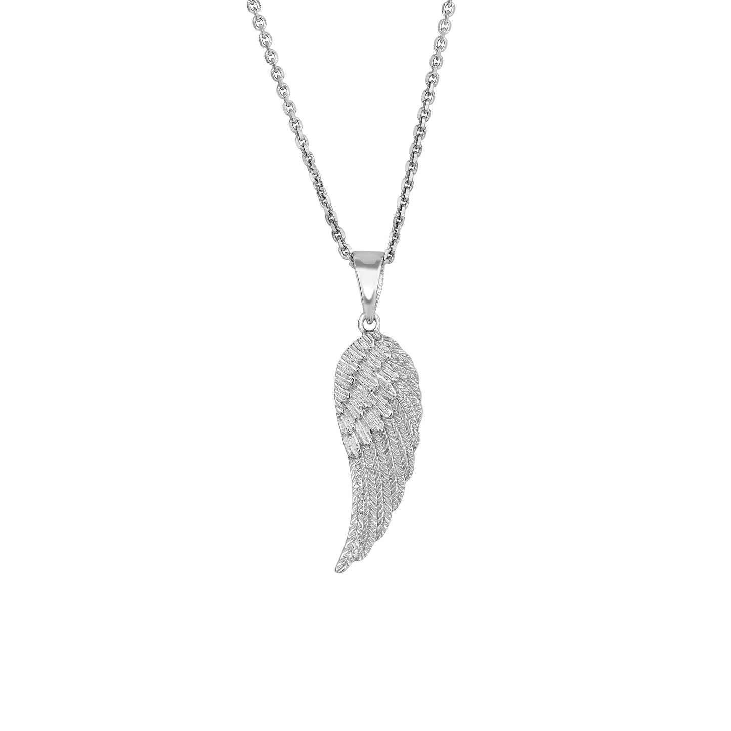 Sterling Silver Diamond Cut Angel Wing Pendant Charm Necklace