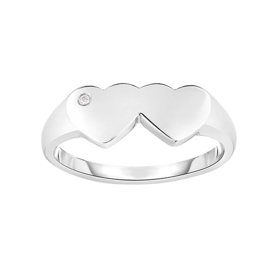 Silver Diamond Accent Double Hearts Ring
