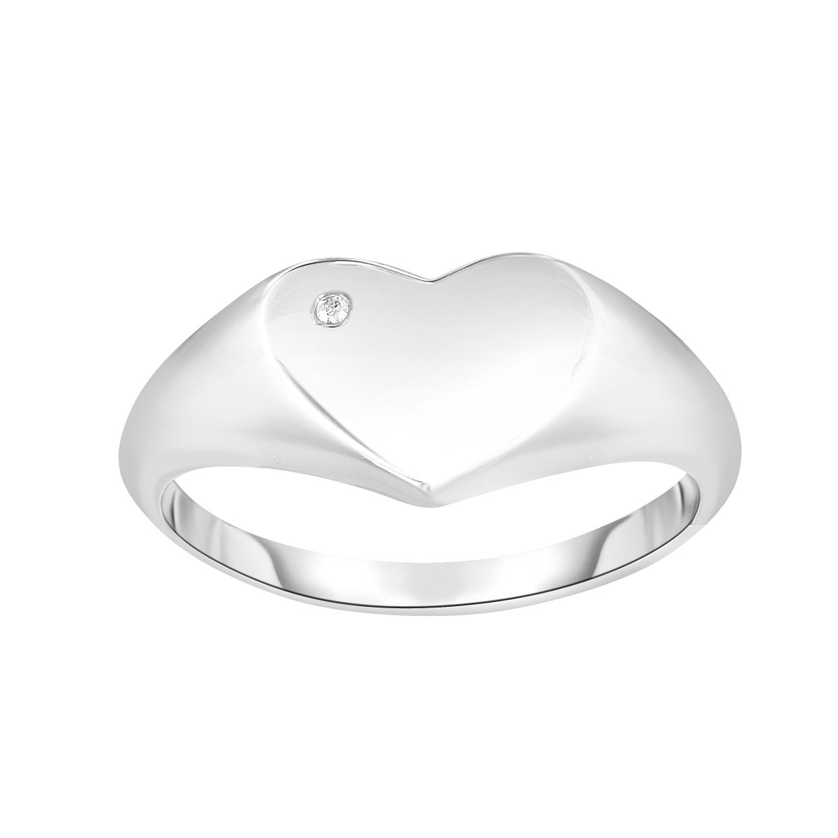 Silver Diamond Accent Heart Ring