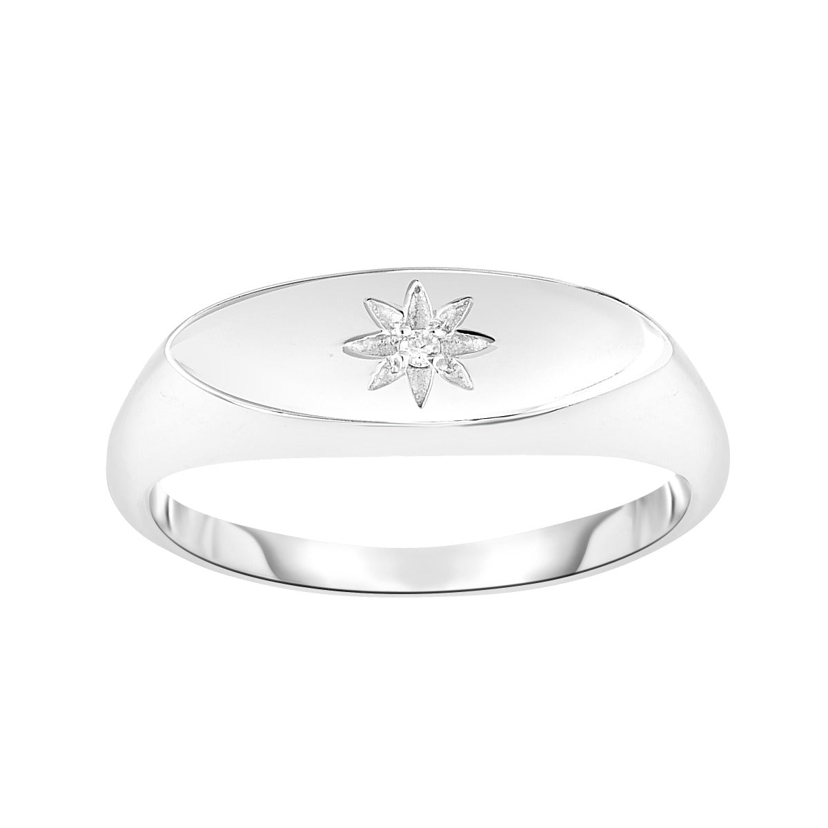 Sterling Silver Diamond Accent Flower Ring