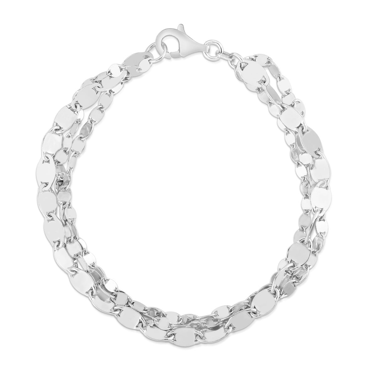 Sterling Silver Marina Link Triple Strand Chain with Lobster Clasp