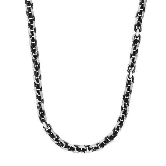 Sterling Silver Men's Gunmetal Anchor Chain with Lobster Clasp
